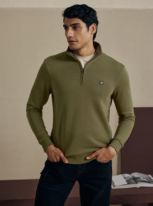 Military Olive Cotton Triblend Pullover