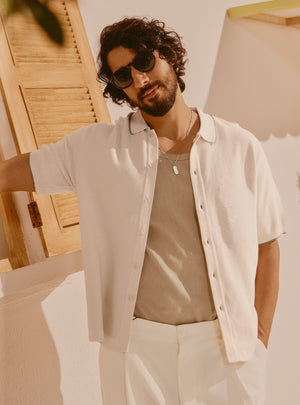 Barcelona Off-White Cotton Knit Shirt