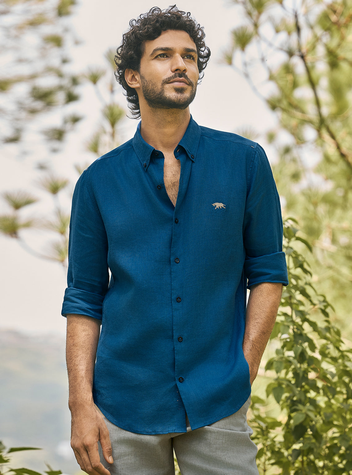 Keel Navy Lyocell Linen Shirt
