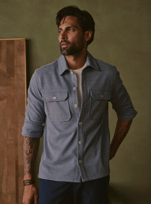 Glacier Blue Poly Stretch Fleece Overshirt