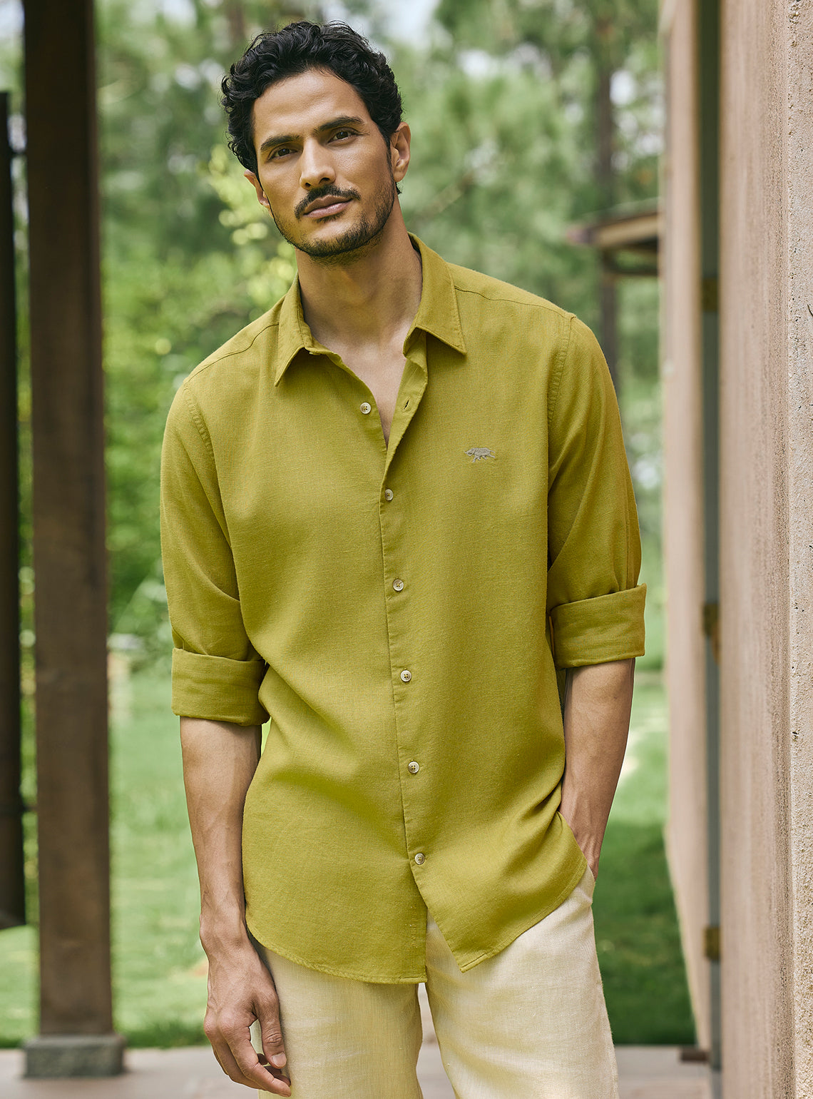 Moss Olive Lyocell Linen Shirt