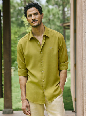 Moss Olive Lyocell Linen Shirt