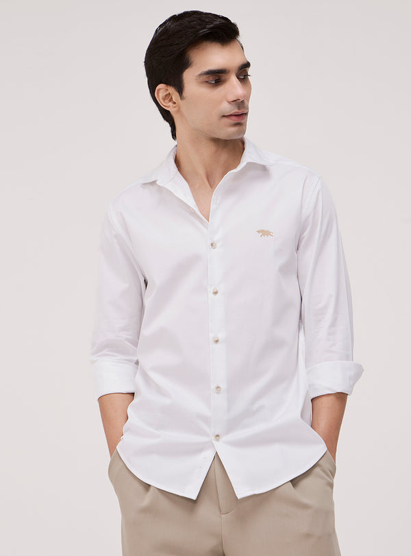 Estate White Cotton Twill Shirt