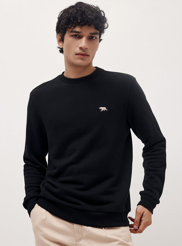 Onyx Black Cotton Blend Sweatshirt