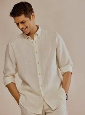 Malta White European Linen Shirt