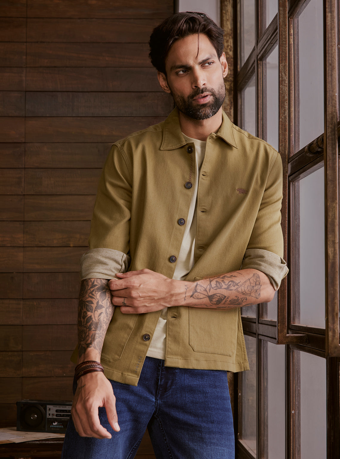 Sandy Brown Cotton Blend Overshirt