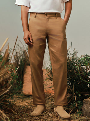 Frontier Brown Cotton Stretch Trouser