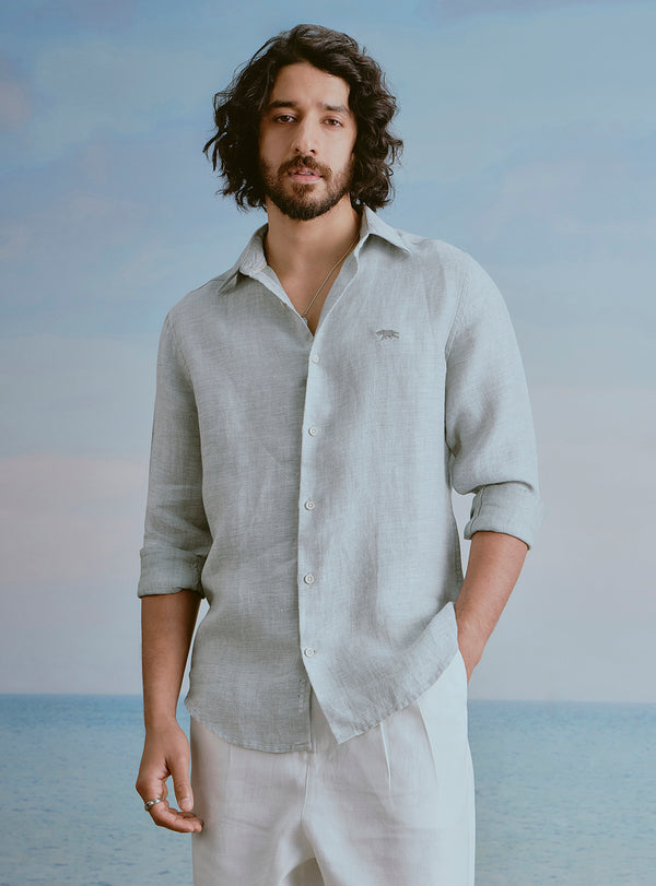 Tide Green Linen Dobby Shirt