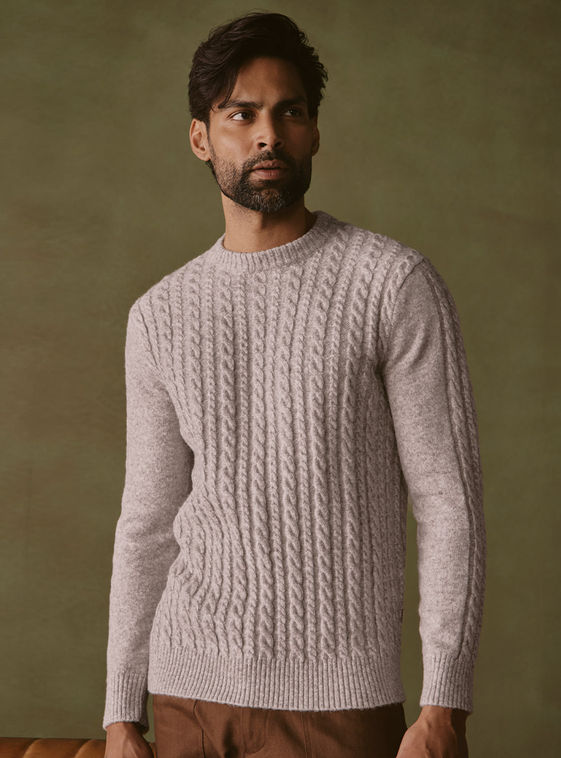 Quarry Beige Cable Pullover