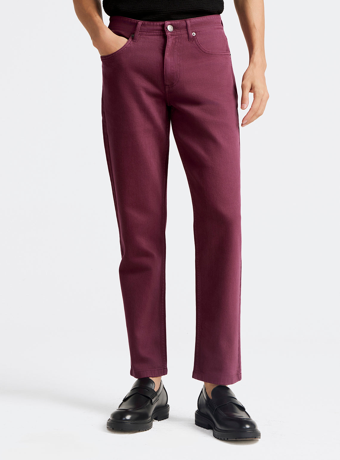Camelot Burgundy Cotton Blend Jeans