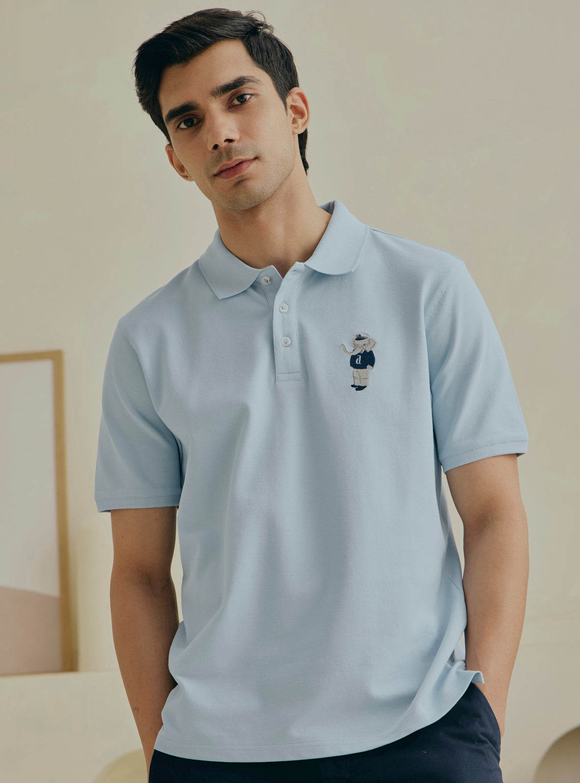 Hydrangea Blue Cotton Pique Polo