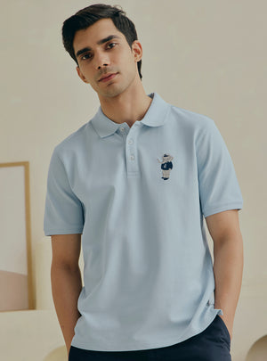 Hydrangea Blue Cotton Pique Polo