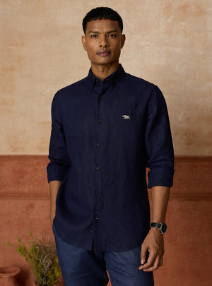 Midnight Navy European Linen Shirt