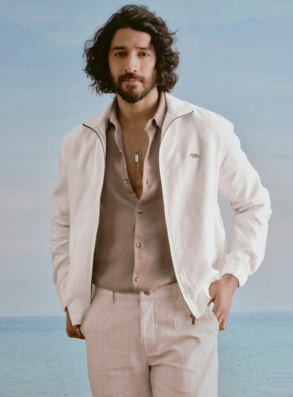Cloud Off White Linen Bomber