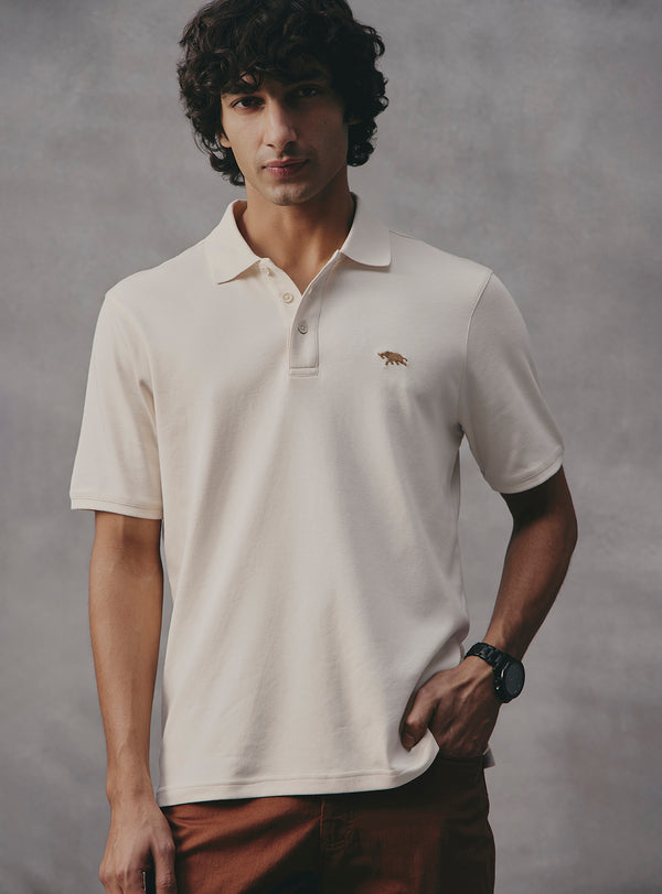 Oat Off White Supima Cotton Polo