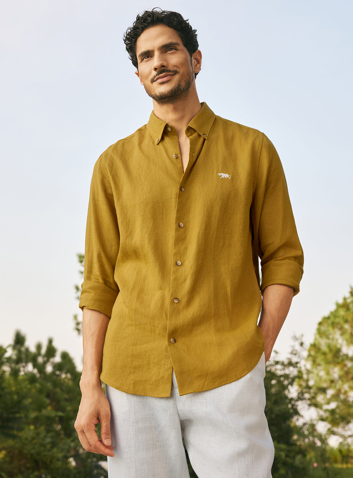 Honey Mustard European Linen Shirt
