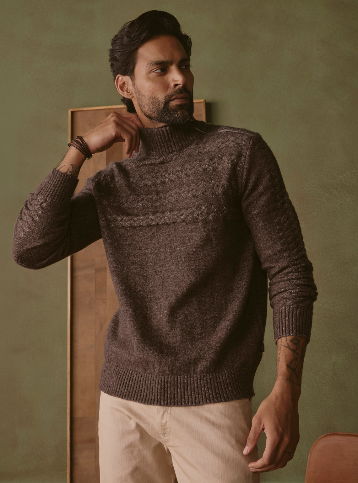 Chestnut Brown Textured Pullover