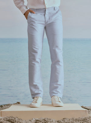 Current Blue Linen Stripe Trousers