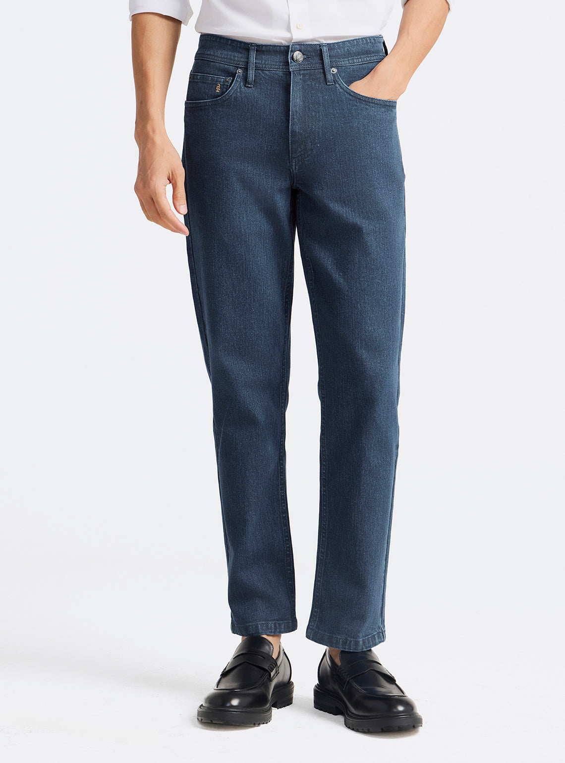 Cinder Blue Cotton Blend Jeans