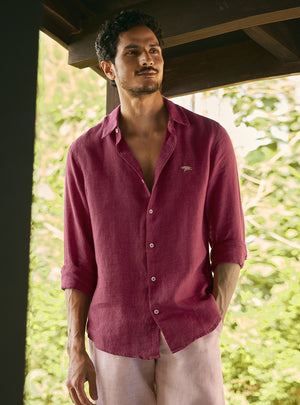 Rustic Burgundy European Linen Shirt