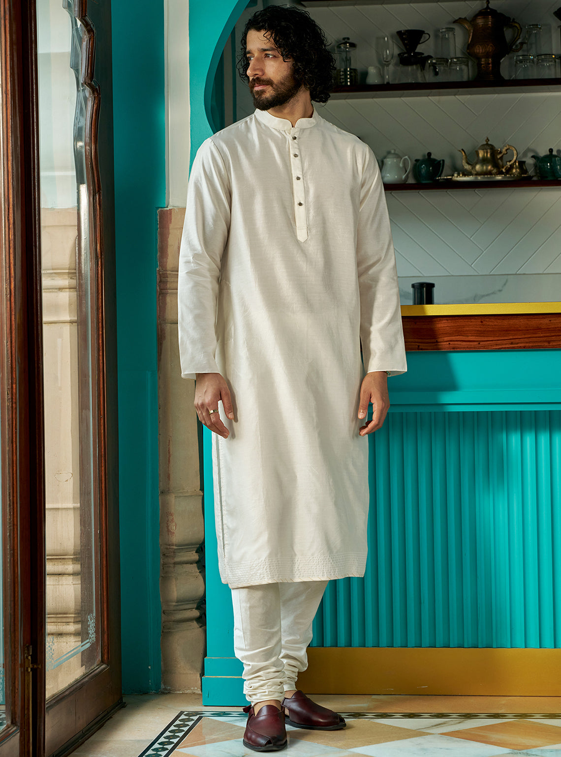 Ave White Cotton Silk Kurta
