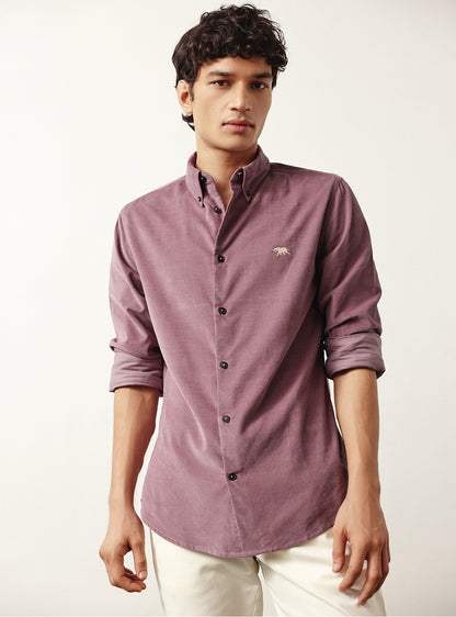 Mauve Pink Cotton Tencel Corduroy Shirt