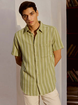 Green Stripe Cotton Shirt