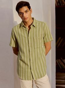 Green Stripe Cotton Shirt