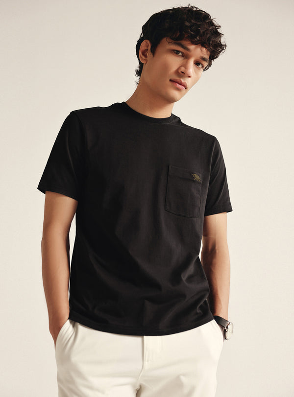 Espresso Black Cotton Crewneck