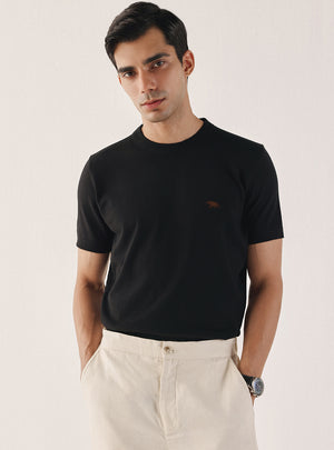 Onyx Black Cotton Crew