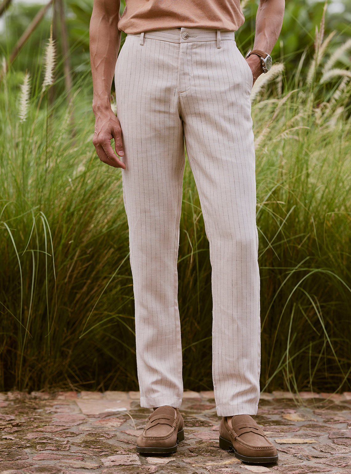 Marble Khaki Linen Trousers