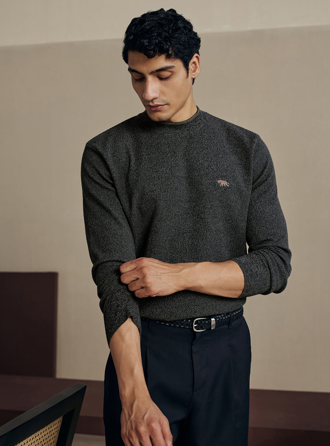 Onyx Black Cotton Pullover