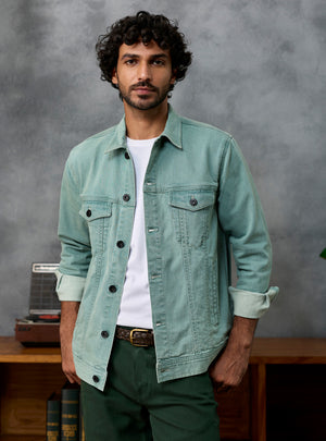 Club Green Cotton Blend Denim Jacket