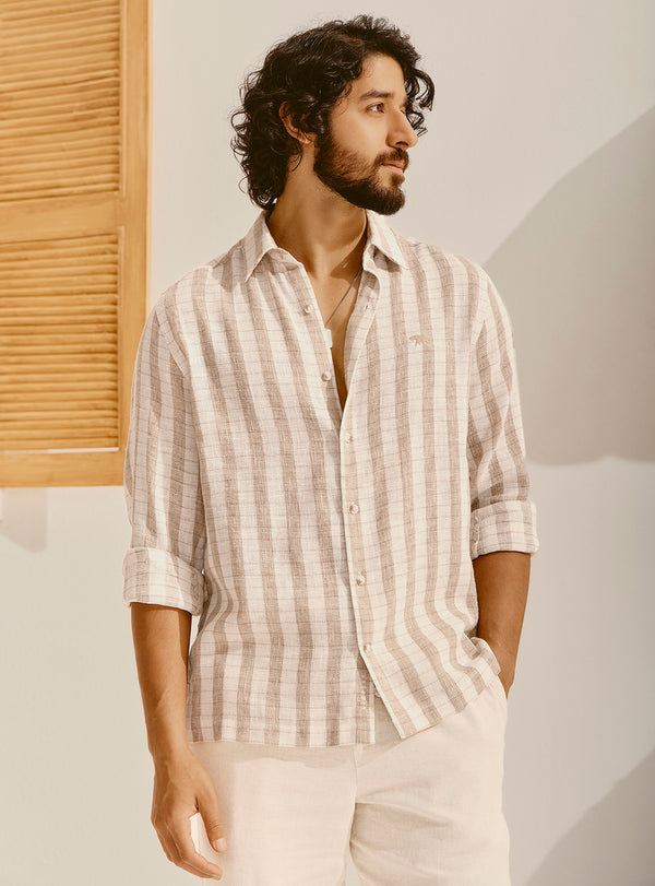 Palermo Khaki Cotton Blend Shirt