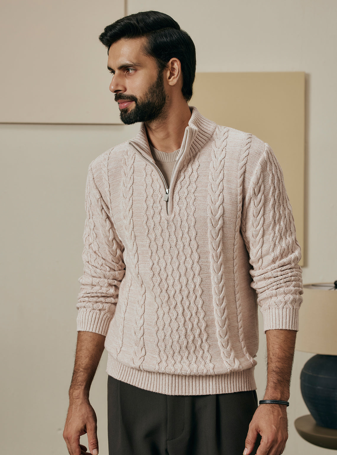 Misty Off-White Cotton Melange Pullover