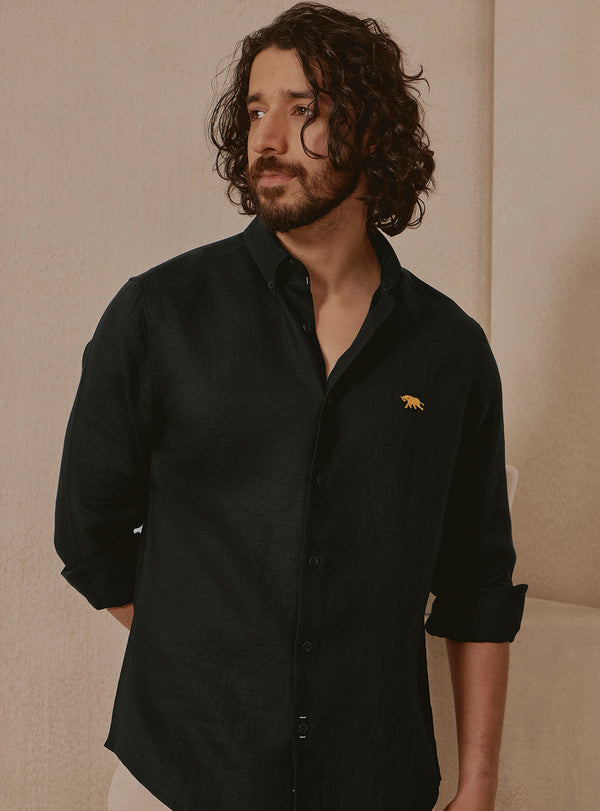 Noir Black Linen Shirt