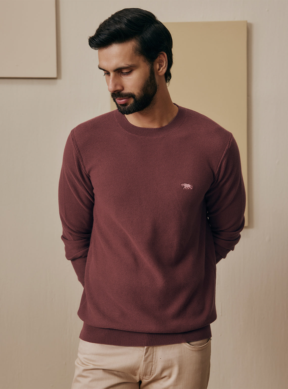 Frosted Pink Cotton Honeycomb Pullover