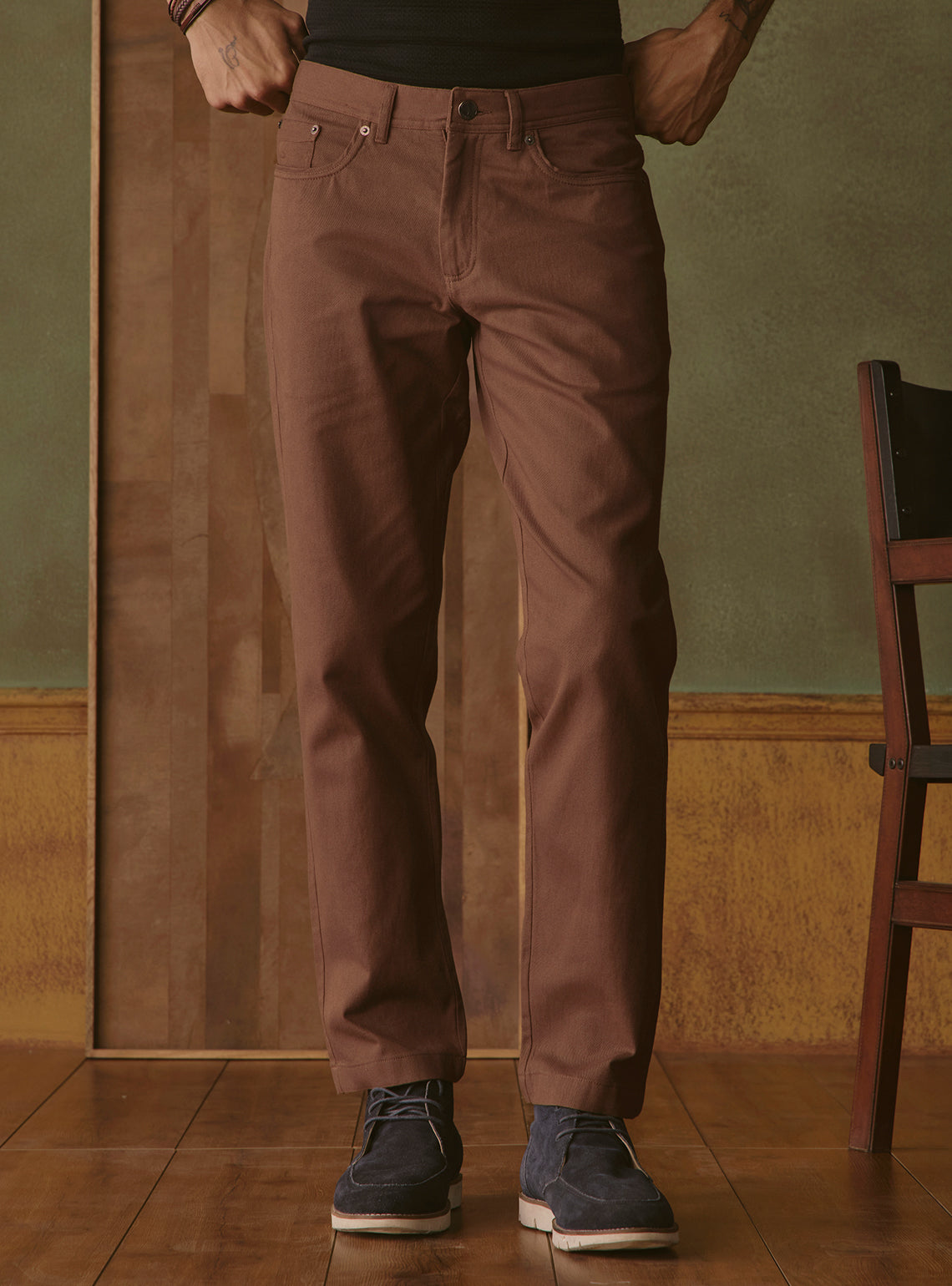 Earthy Brown Cotton Chino