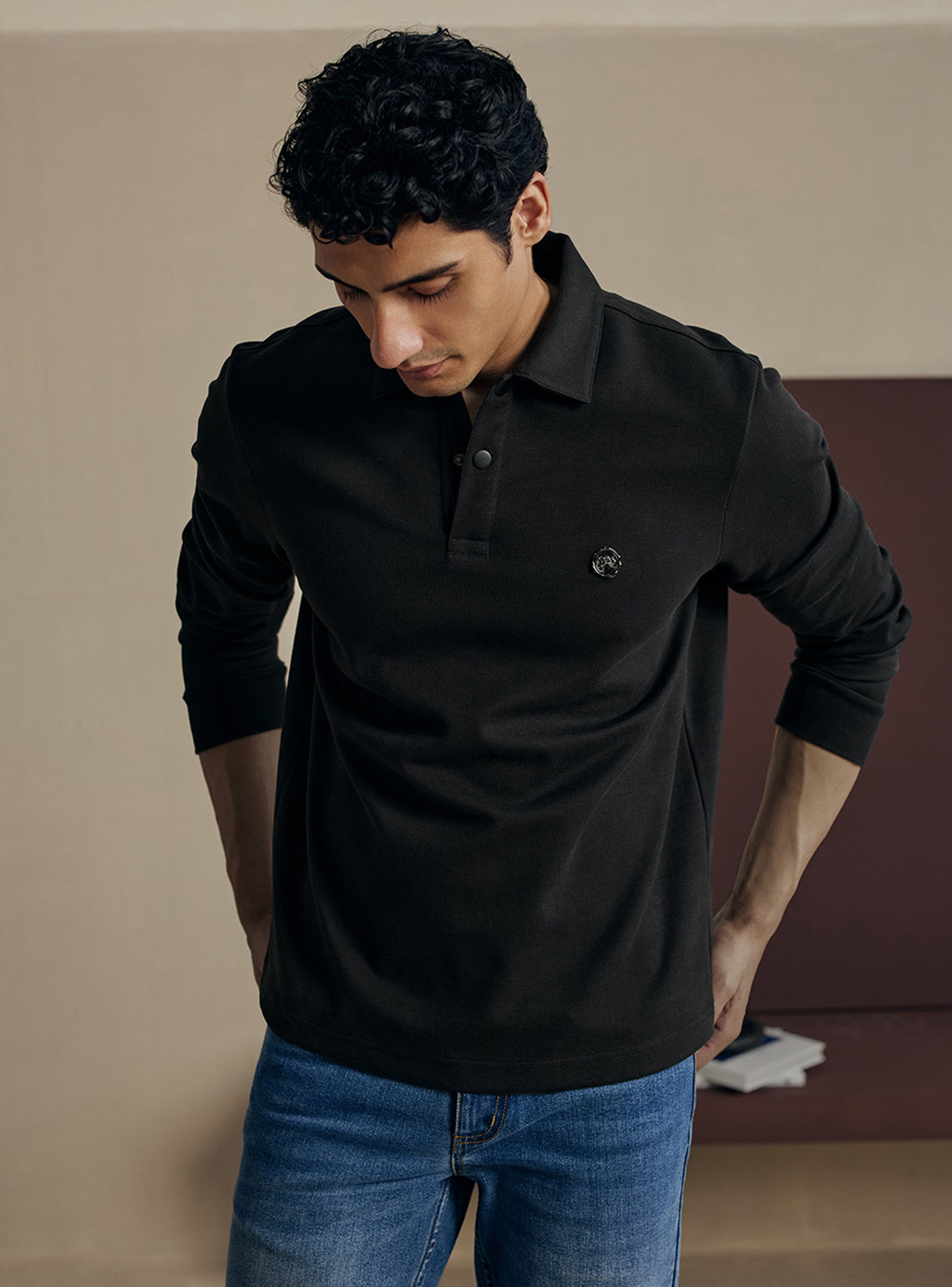 Midnight Black Cotton Triblend Pullover