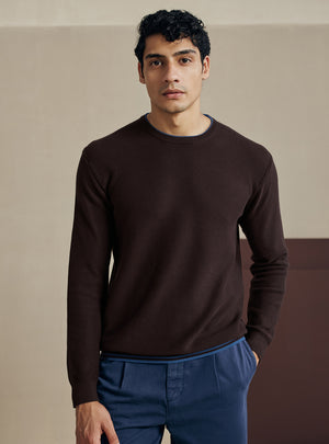 Cocoa Brown Honeycomb Cotton Pullover