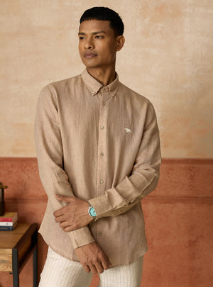 Raw Umber European Linen Shirt