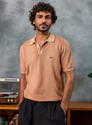 Long Game Khaki Cotton Polo