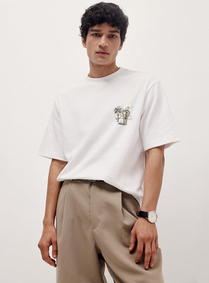 Alto White Cotton Blend Crew