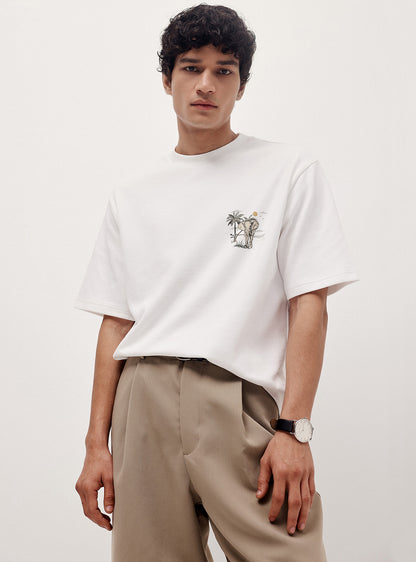 Alto White Cotton Blend Crew