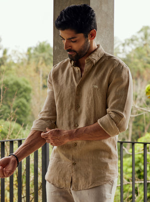 Raw Umber European Linen Shirt