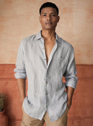 Harbour Blue European Linen Dobby Shirt