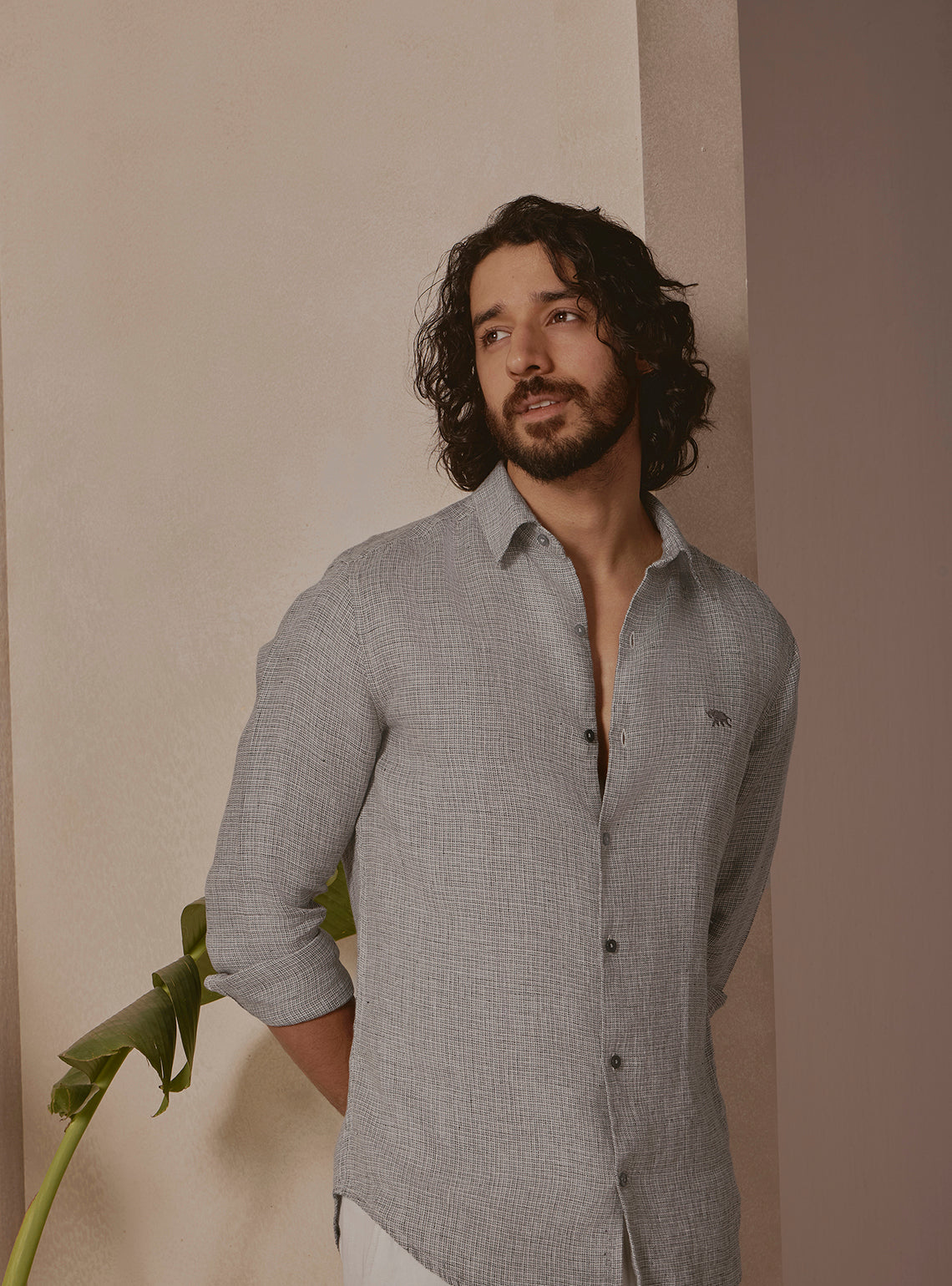 Mist Grey Linen Dobby Shirt