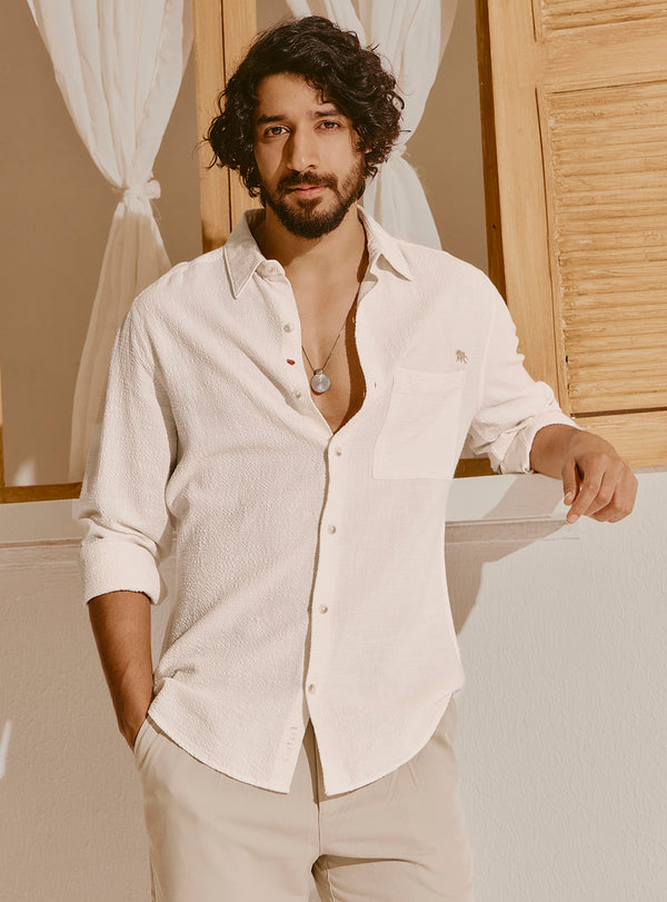 Rhodes Off-White Cotton Viscose Shirt