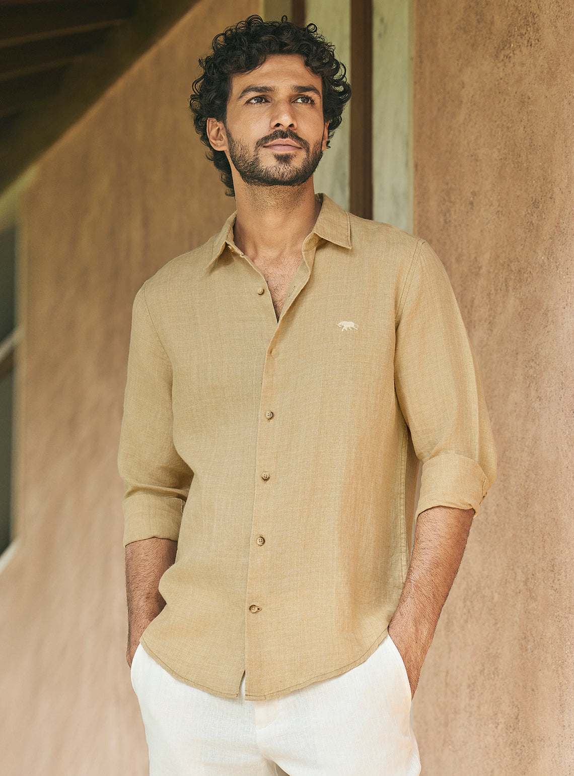 Muted Khaki European Linen Shirt
