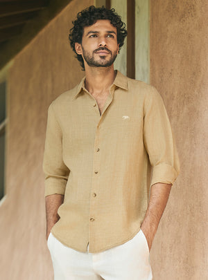 Muted Khaki European Linen Shirt